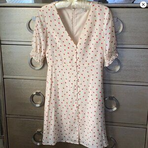 NWOT Madewell Silk Clover Button-Front Dress in Fresh Strawberries size 4